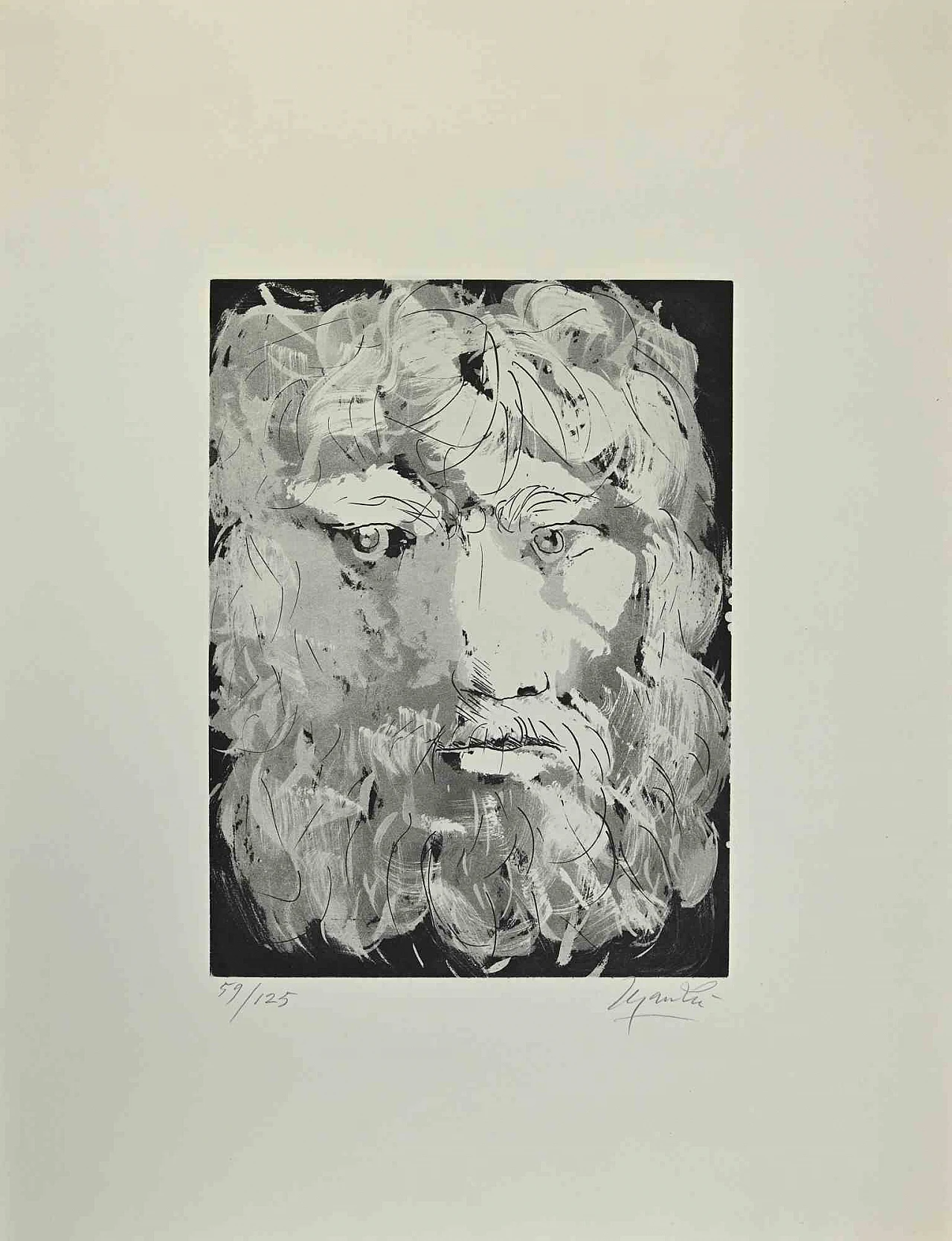 Giacomo Manzù, Head of Oedipus, Etching 1960s-1970s 1