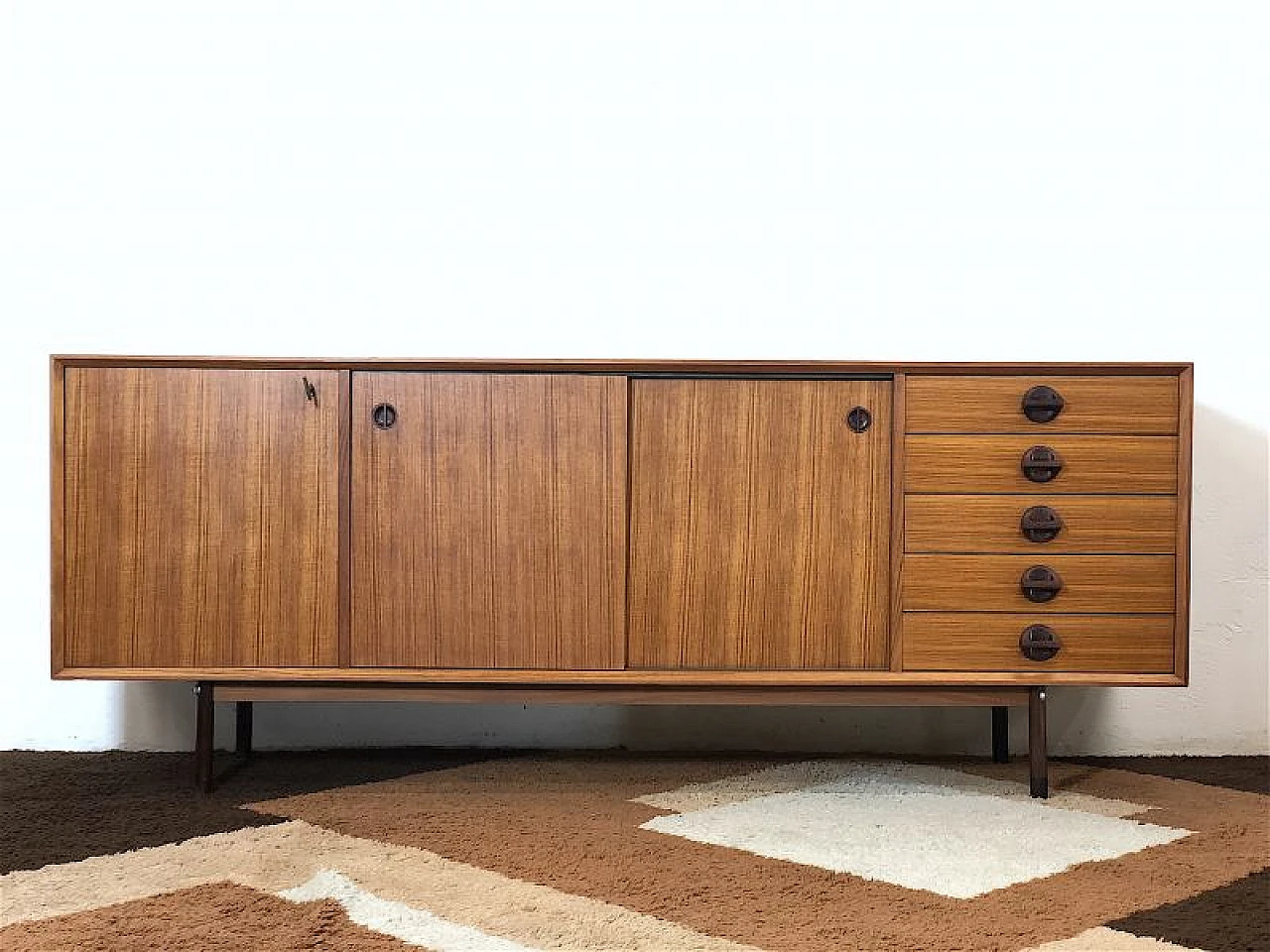 Teak cabinet with 2 sliding doors, 1960s 3