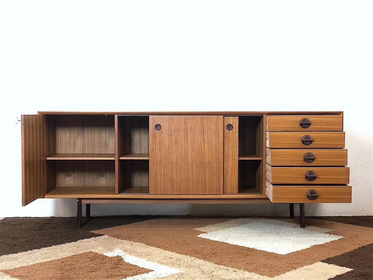 Teak cabinet with 2 sliding doors, 1960s 4