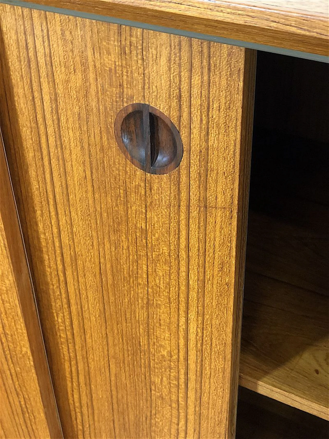 Teak cabinet with 2 sliding doors, 1960s 8