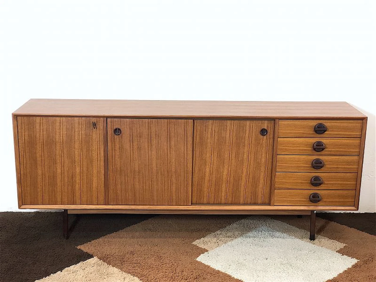 Teak cabinet with 2 sliding doors, 1960s 11