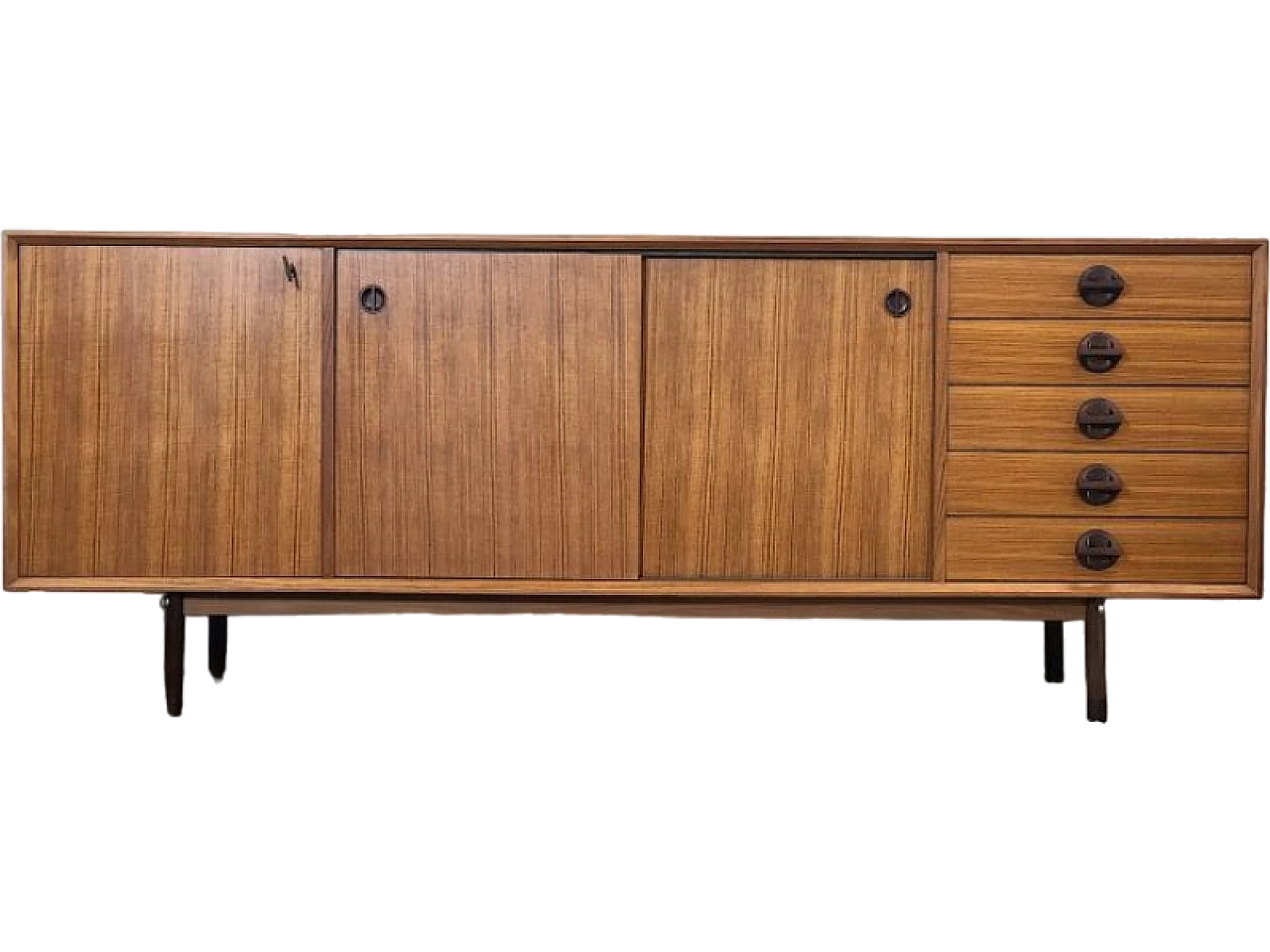 Teak cabinet with 2 sliding doors, 1960s 16