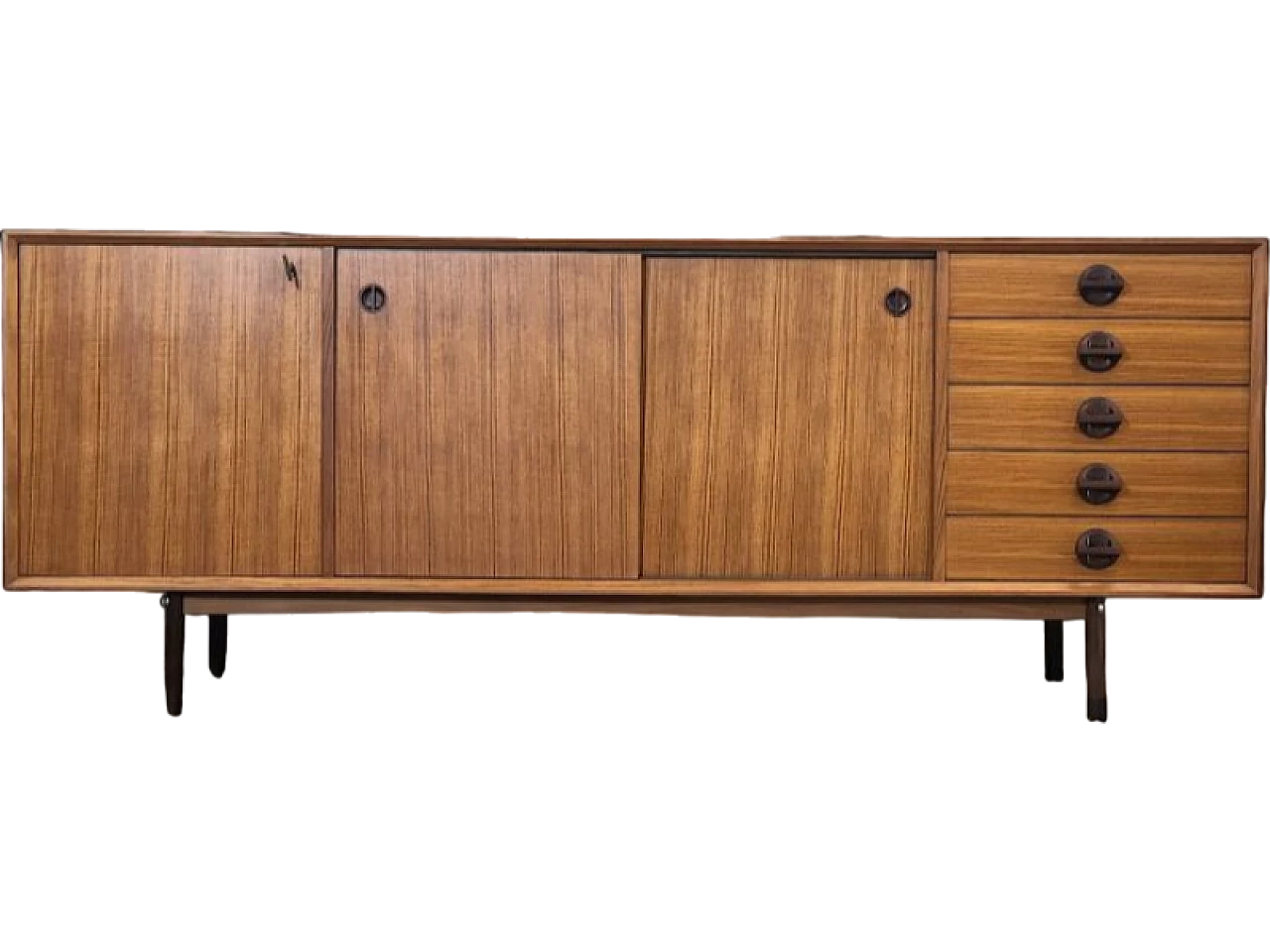 Teak cabinet with 2 sliding doors, 1960s 17