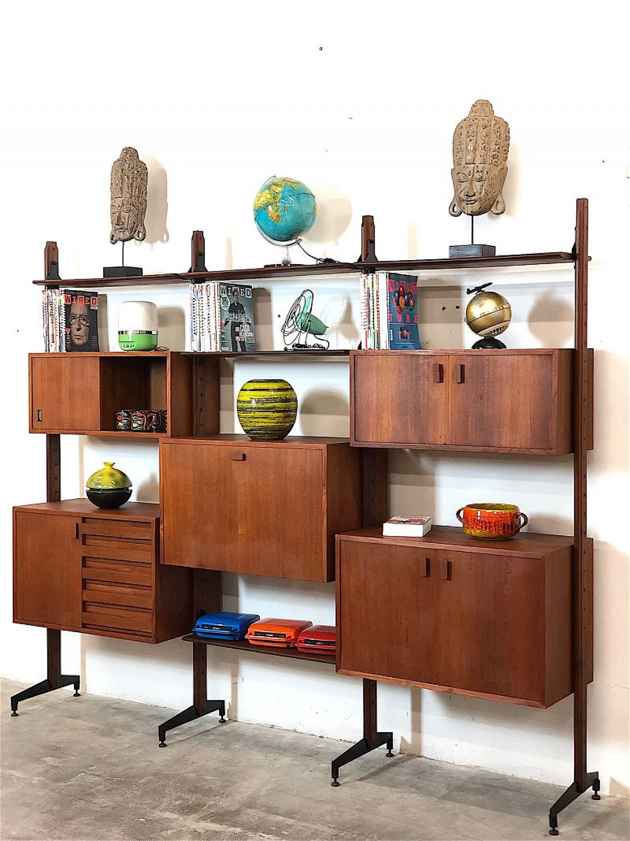 3-bay modular bookcase, 1960s 2