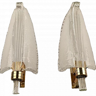 Pair of wall light in pulegoso glass by Barovier & Toso, 1940s