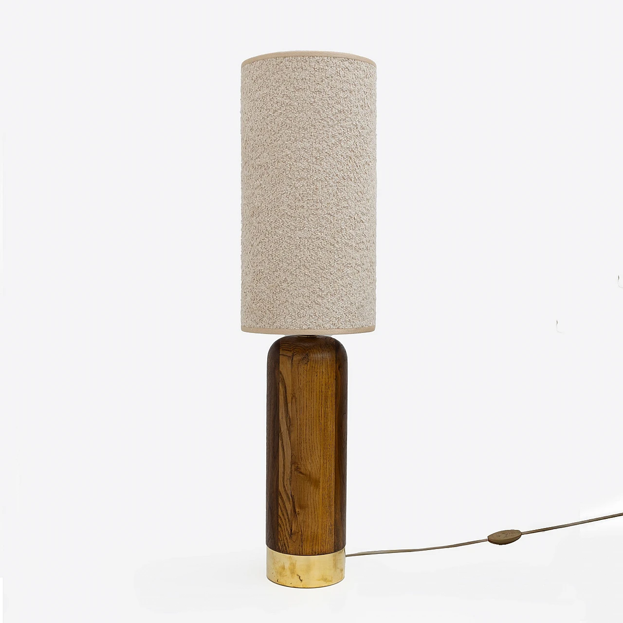 Pair of table lamps in wood and brass, 1990s 2