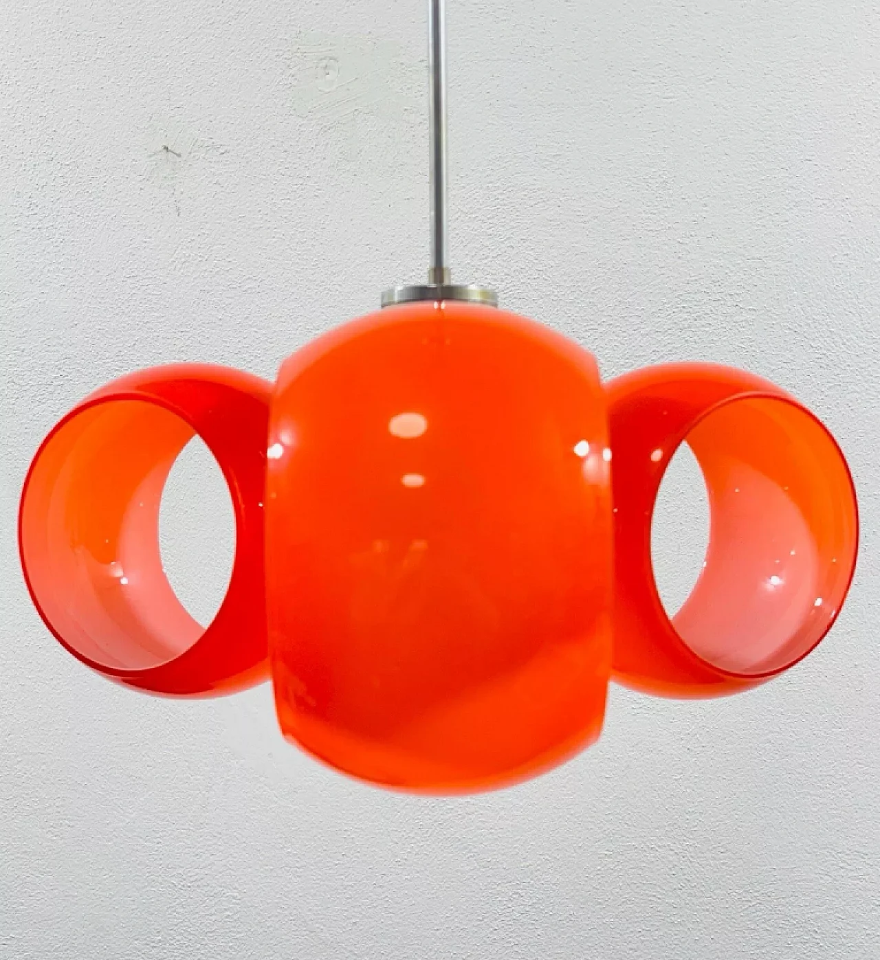 Orange glass chandelier, 1970s 1