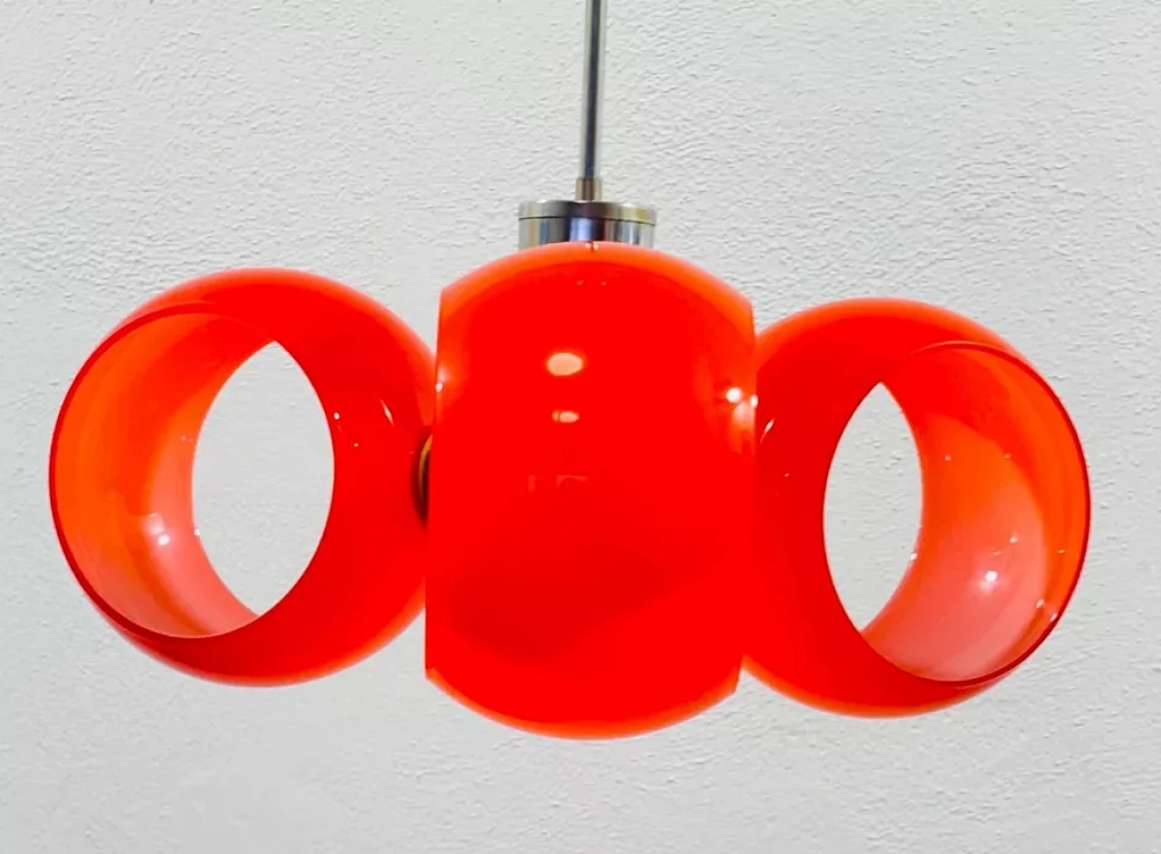 Orange glass chandelier, 1970s 4