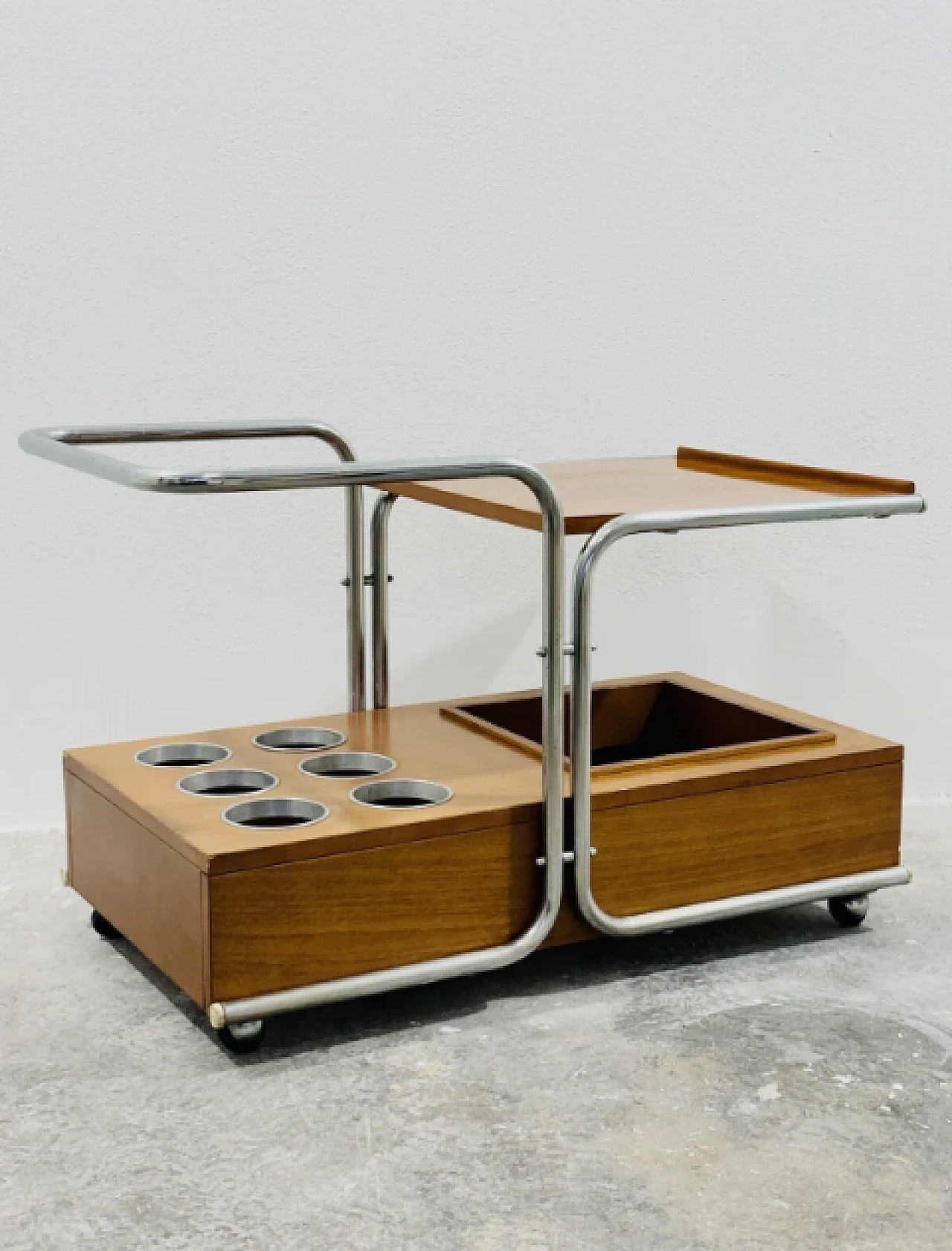 Wood and steel food trolley, late 20th century 1