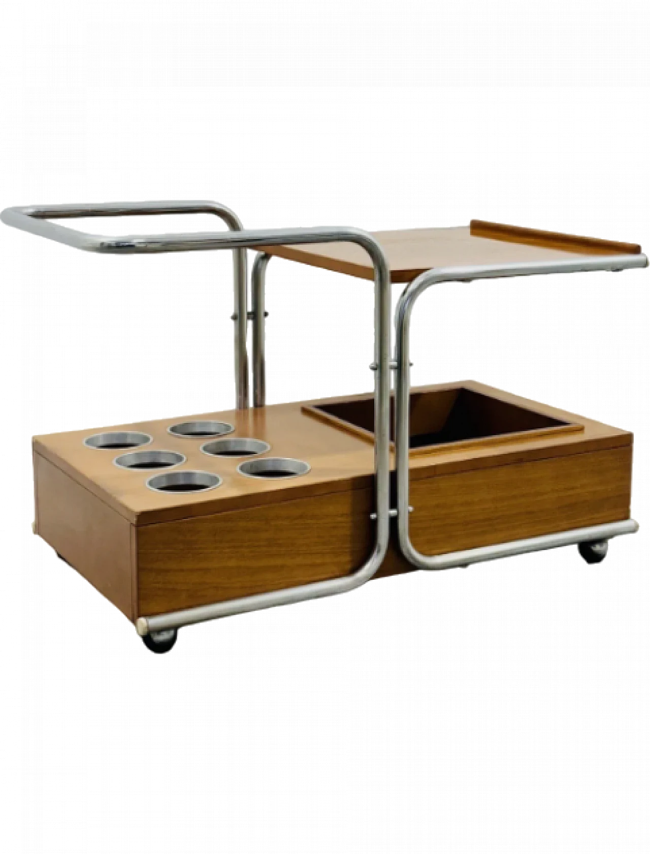 Wood and steel food trolley, late 20th century 7