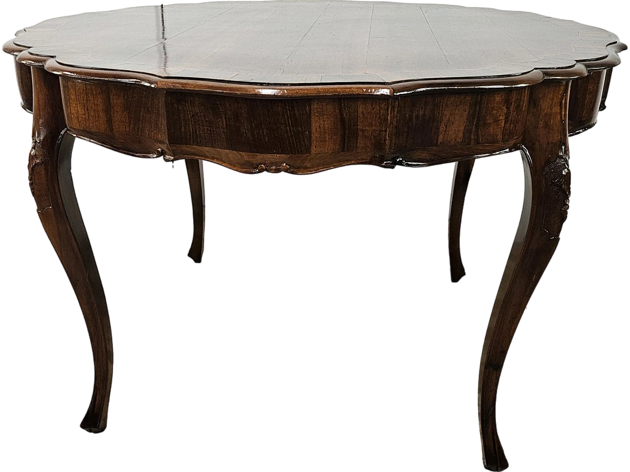 Baroque table in walnut and maple, from the early 1900s 27