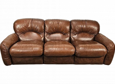 Brown leather club sofa,  1970s