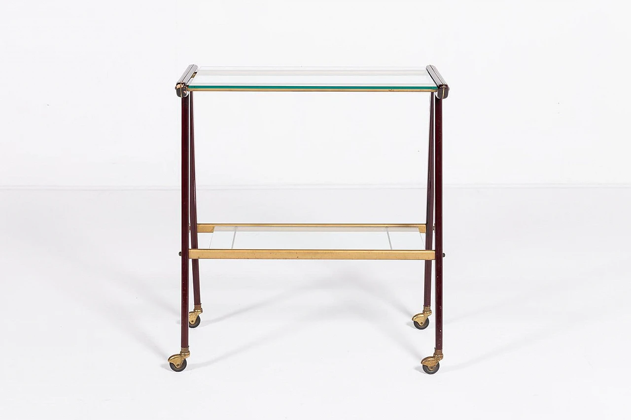 Sculptural cart in wood and glass, 1960s 2