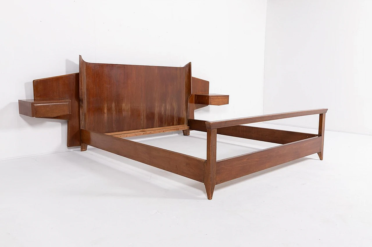 Wooden double bed by Gio Ponti, 1950s 1