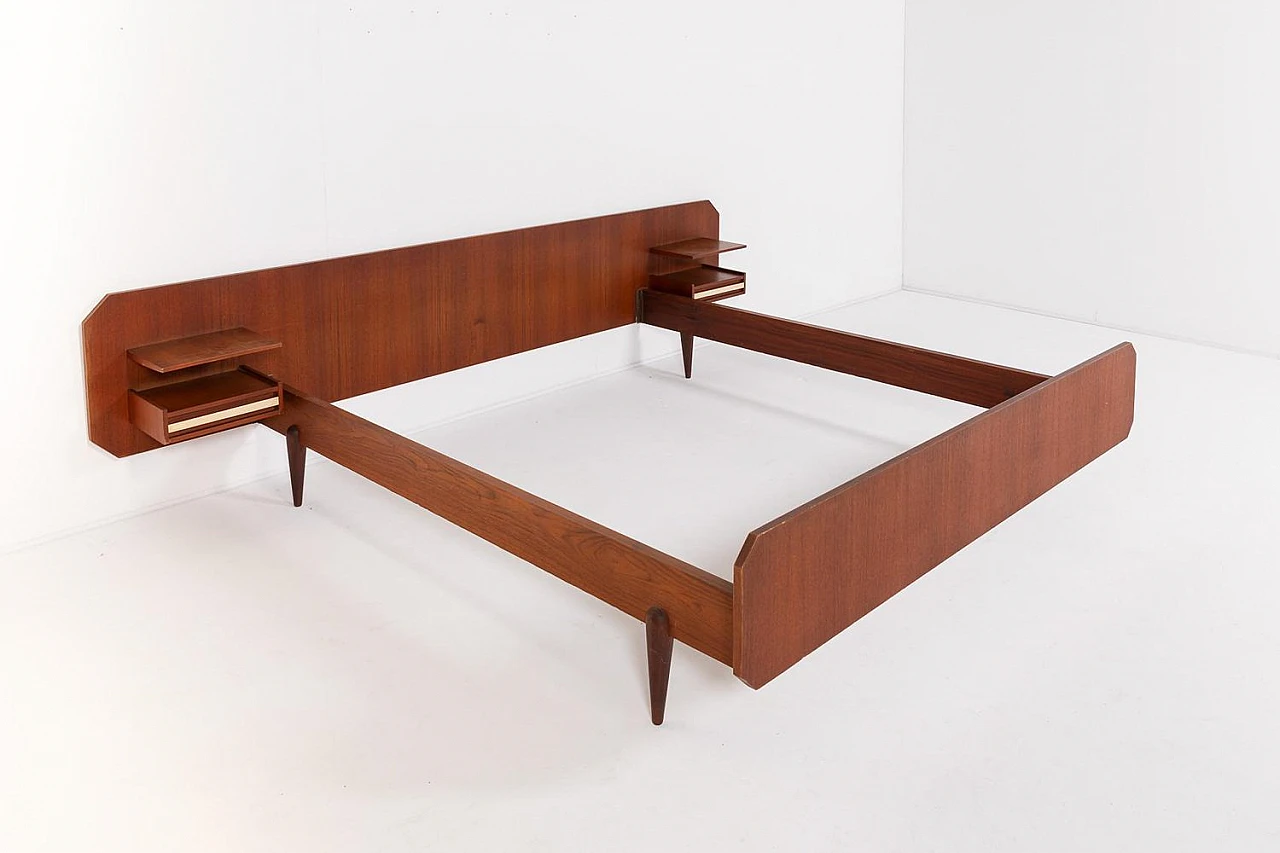 Wooden double bed frame, 1960s 1