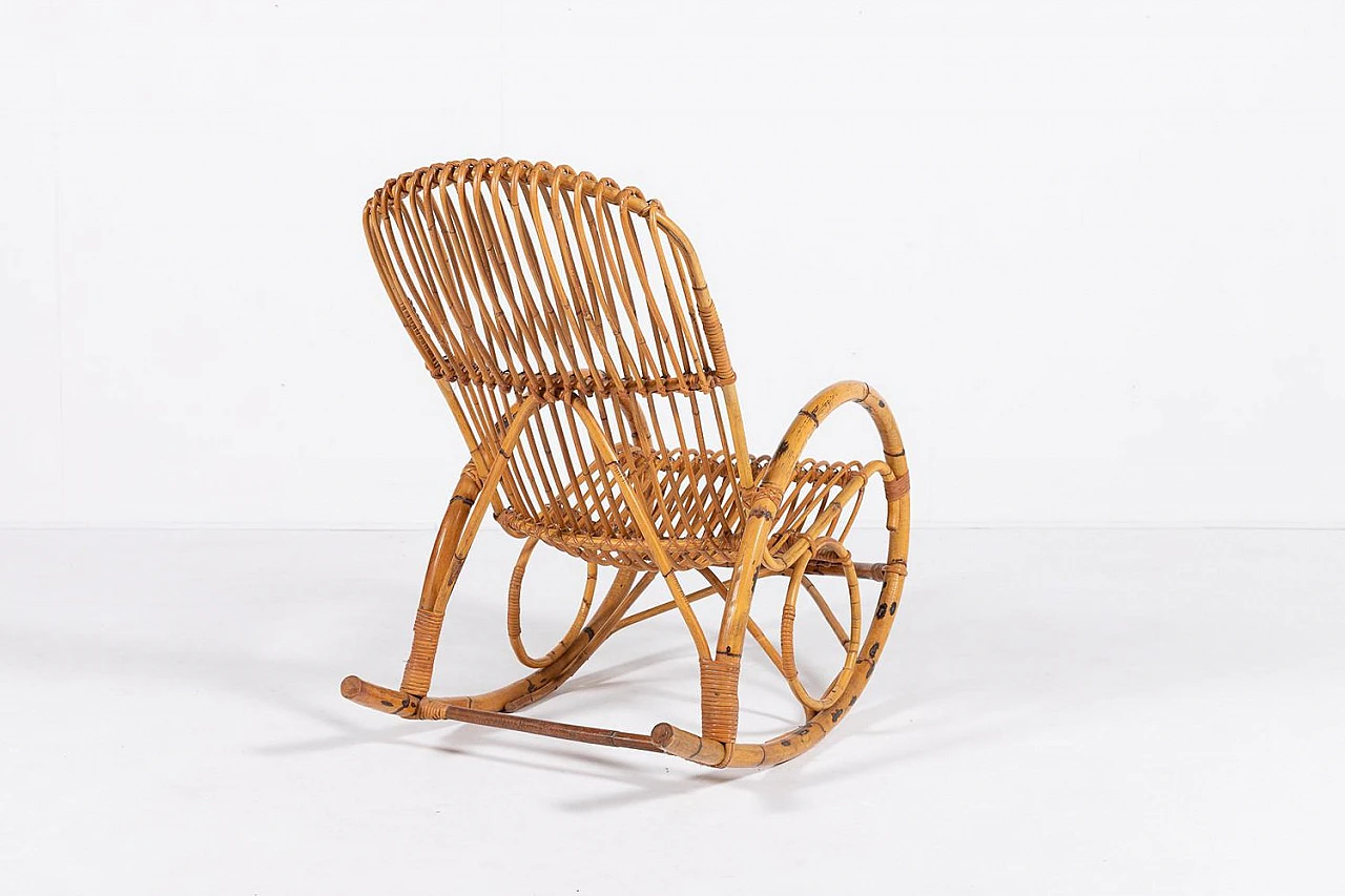 Rocking chair in bamboo and wicker, 1960s 5