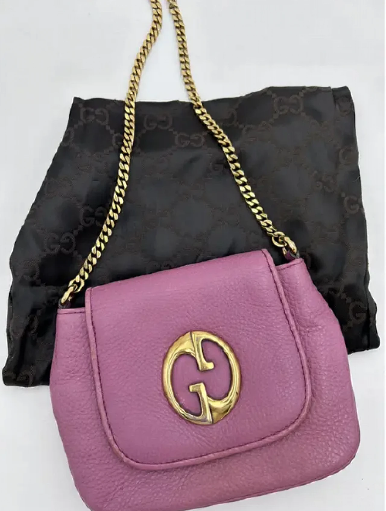 Pink leather shoulder bag by Gucci, 2000s 3