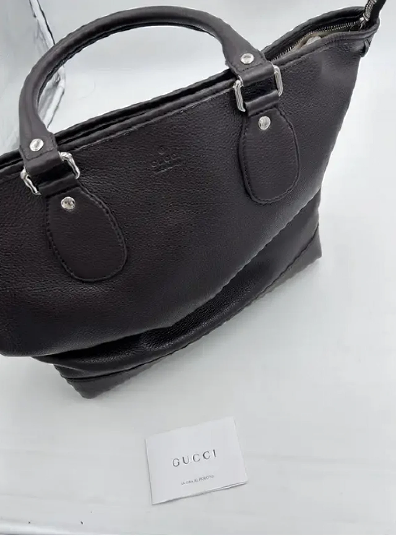 Brown leather shopper bag by Gucci, 2000s 9