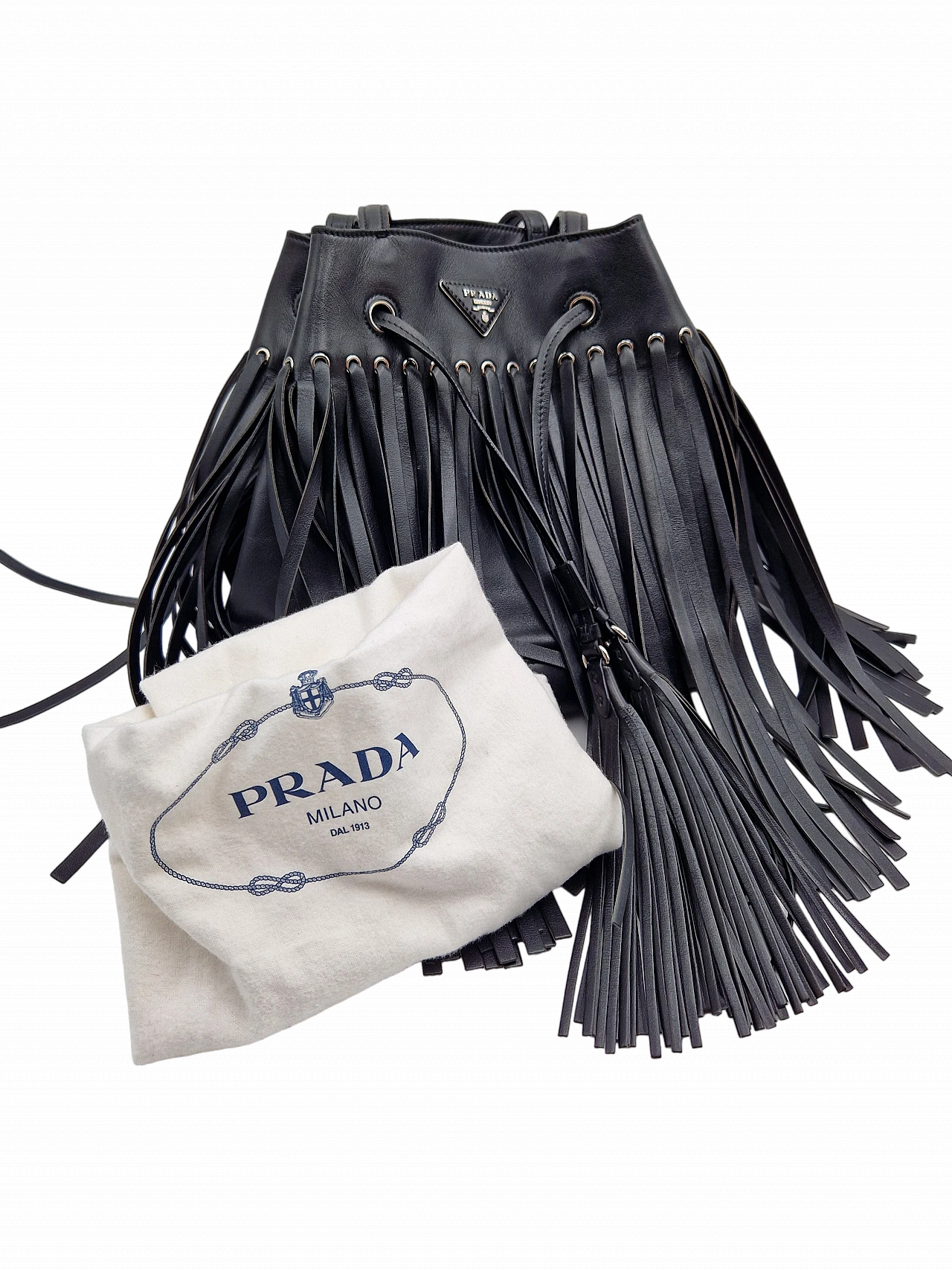 Borsa in pelle con frange di Prada, anni 2000 15