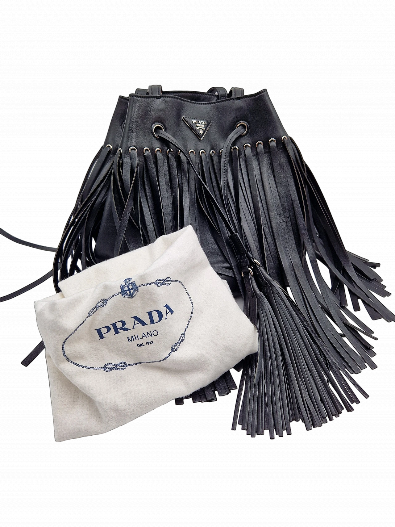 Borsa in pelle con frange di Prada, anni 2000 16