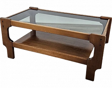 Teak coffee table with smoked glass top, 1970s