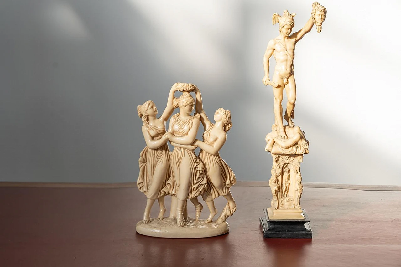 Pair of classical art figures in resin imitation Ivory, 1970s 2