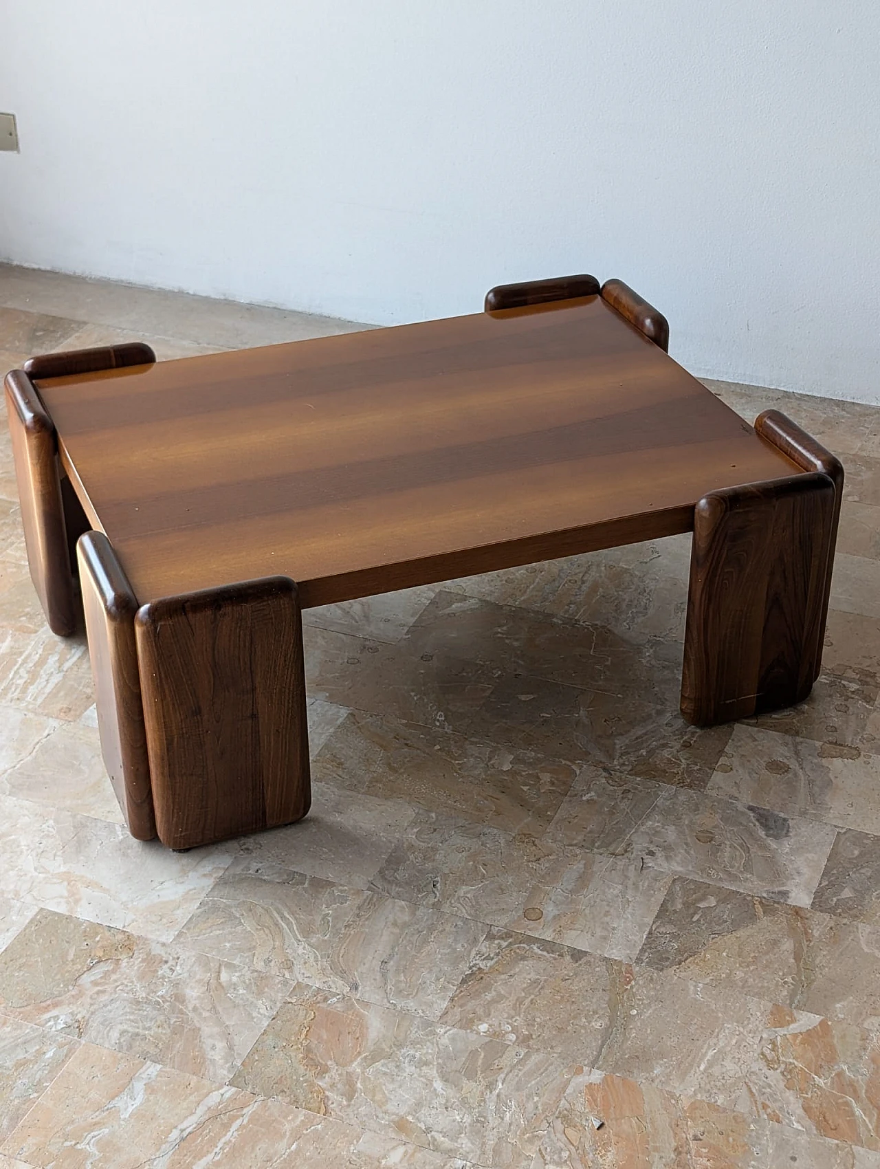 Italian walnut coffee table by Mobilgirgi, 1970s 4