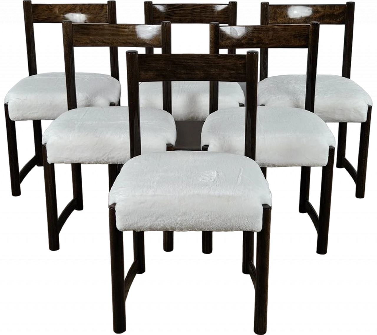 6 Wooden Fag dining chairs, 1970s 20