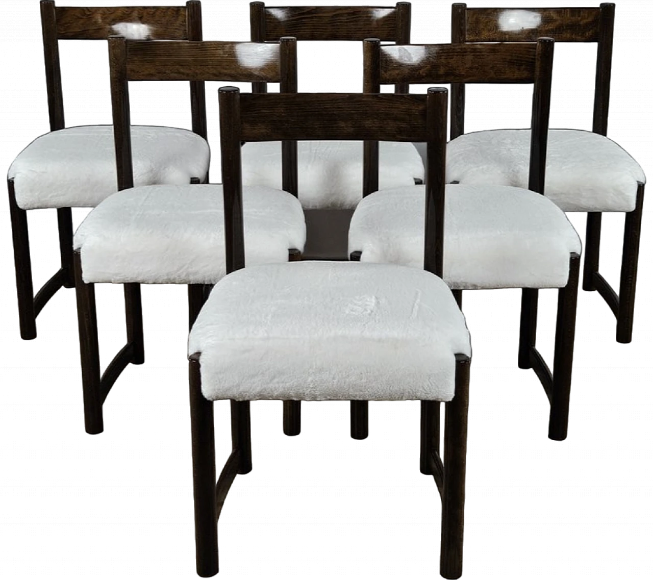 6 Wooden Fag dining chairs, 1970s 21