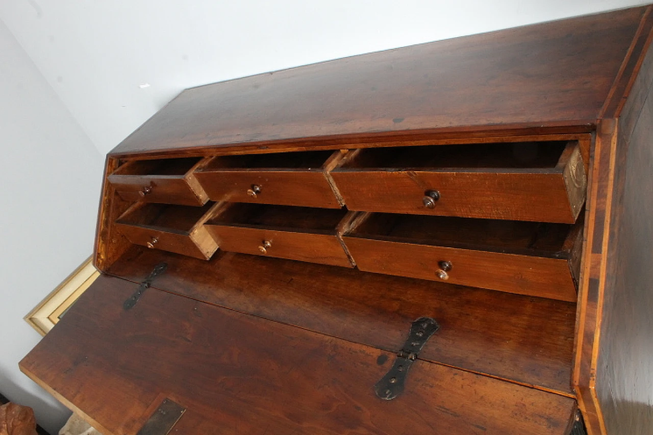 Ancient Lombard flap desk chest in inlaid wood, 17th century 8