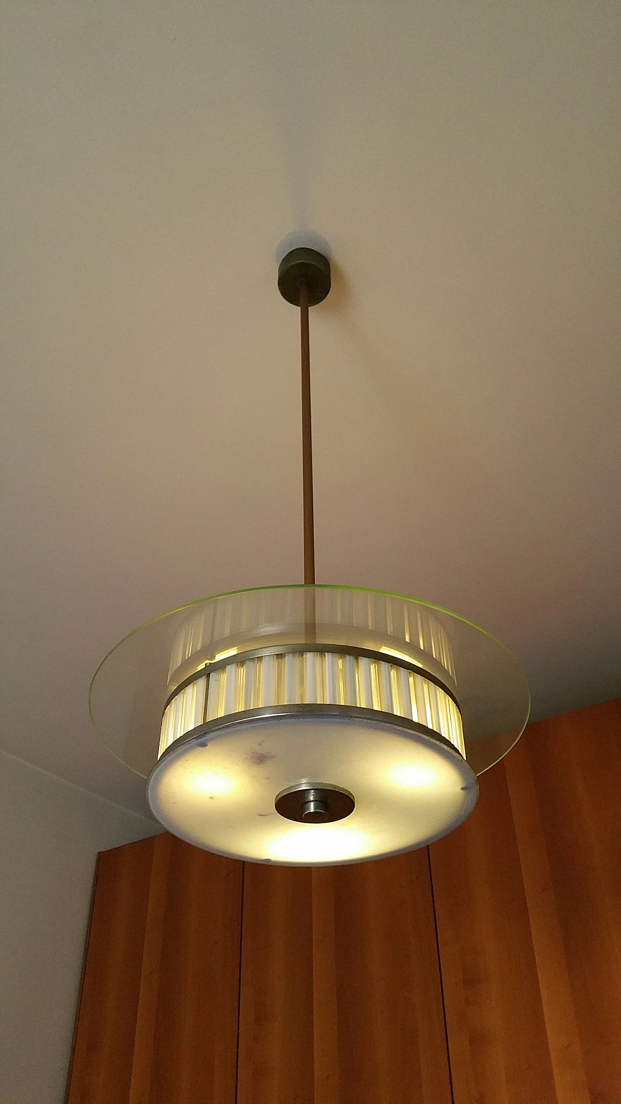 Pendant lamp Murano glass and metal by Venini, 40s 1