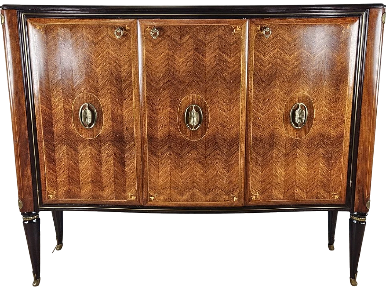 Sideboard in Mahogany and Rosewood with Brass and Glass Decorations, 1950s 53