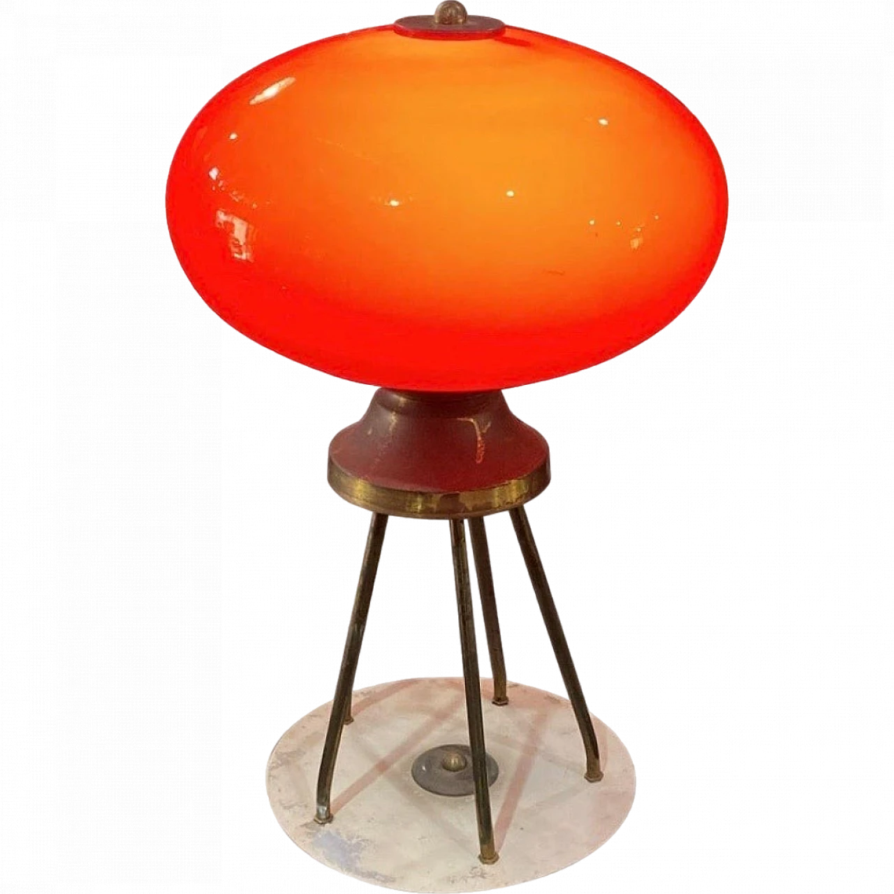 Brass and red glass table lamp, 1950s 17