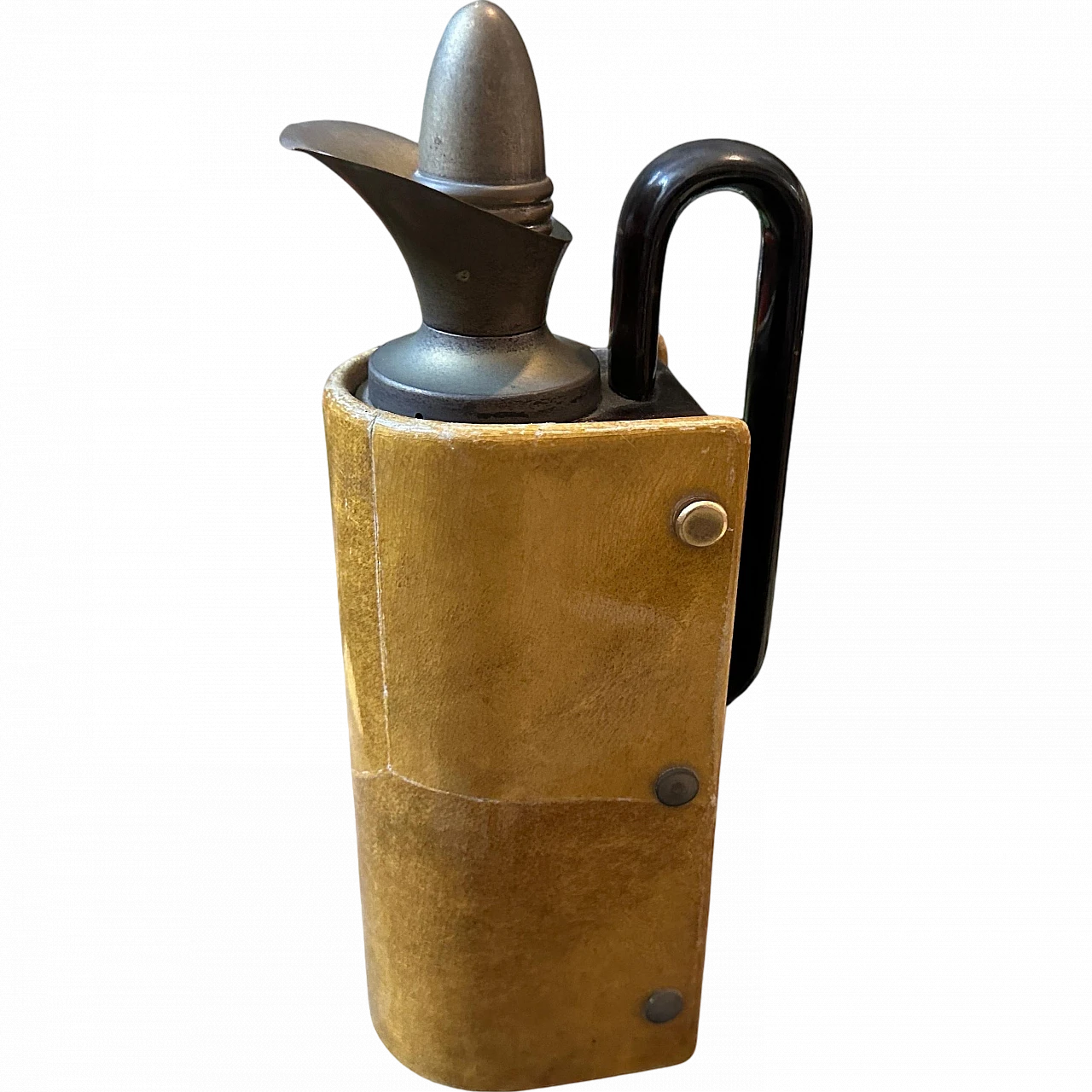 Goatskin and brass thermos jug by Aldo Tura, 1950s 13