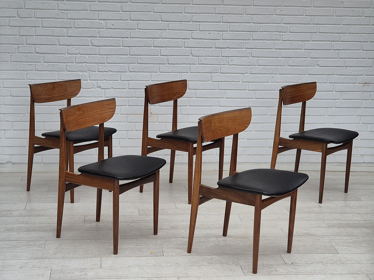 5 Danish teak wood dining chairs, 1960s 1