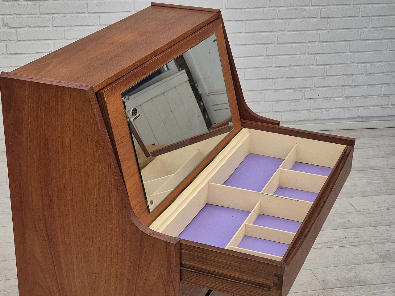 Danish chest of drawers, with foldable mirror, 1960s 8