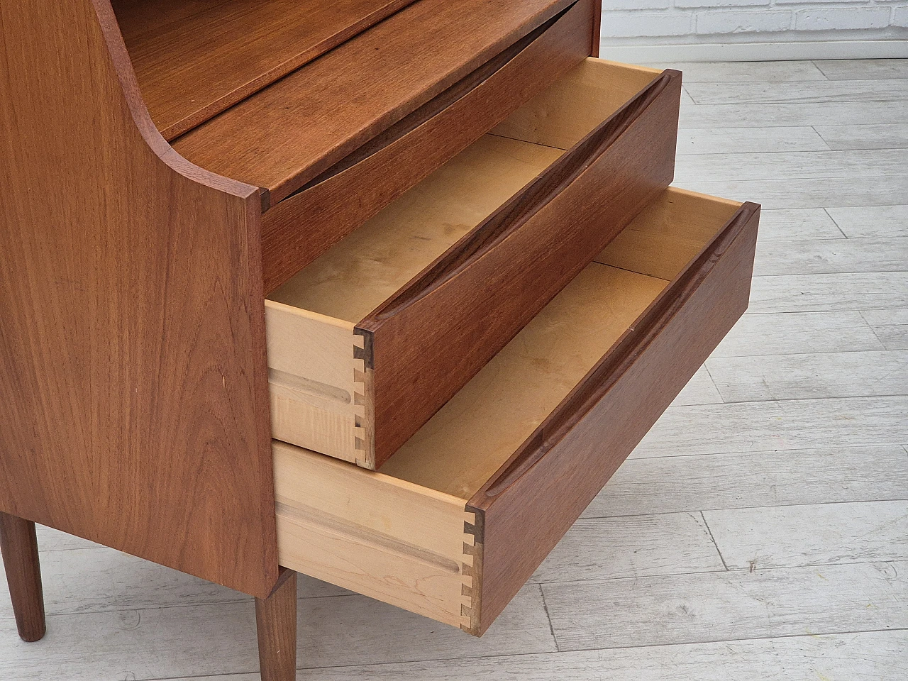 Danish chest of drawers, with foldable mirror, 1960s 11