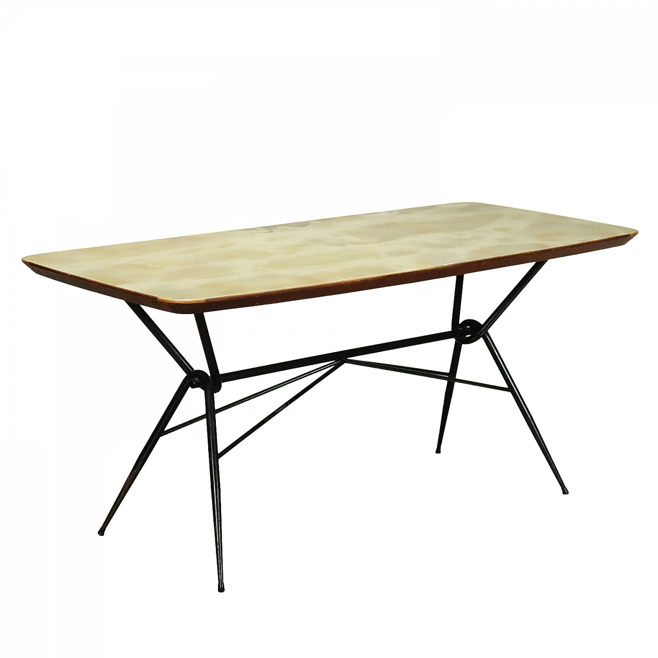 Table in wood, metal and glass top, 1960s 1