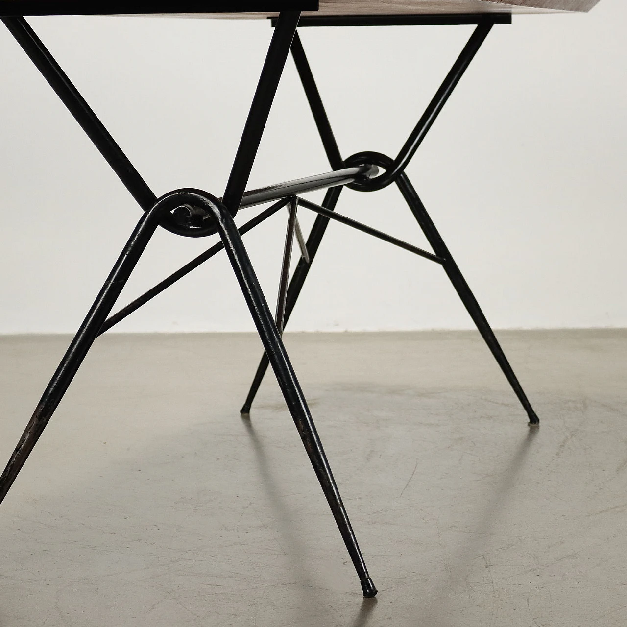 Table in wood, metal and glass top, 1960s 5