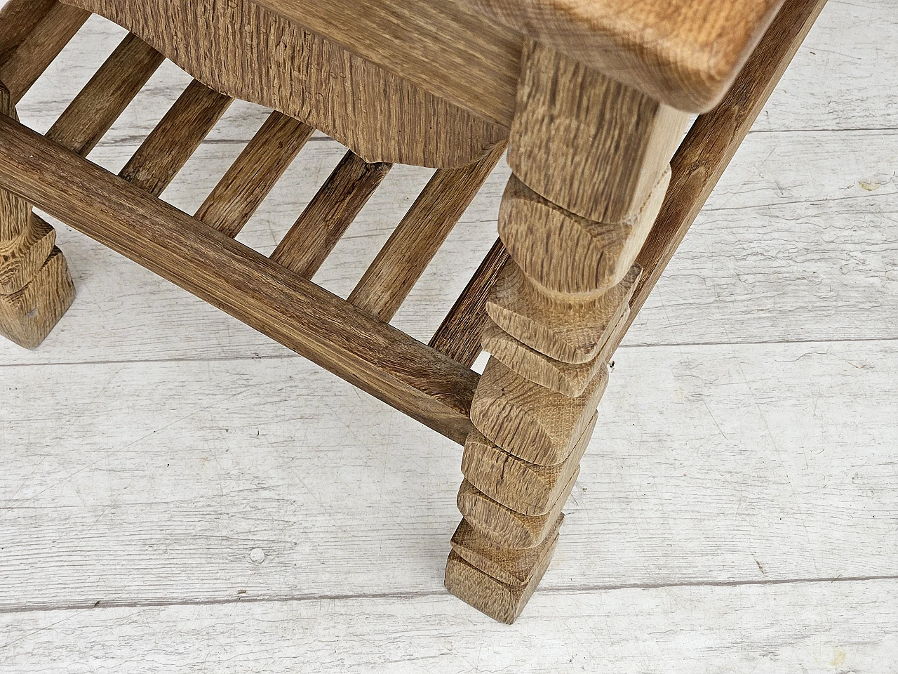 Scandinavian side table, solid oak wood, rattan, 1970s 16