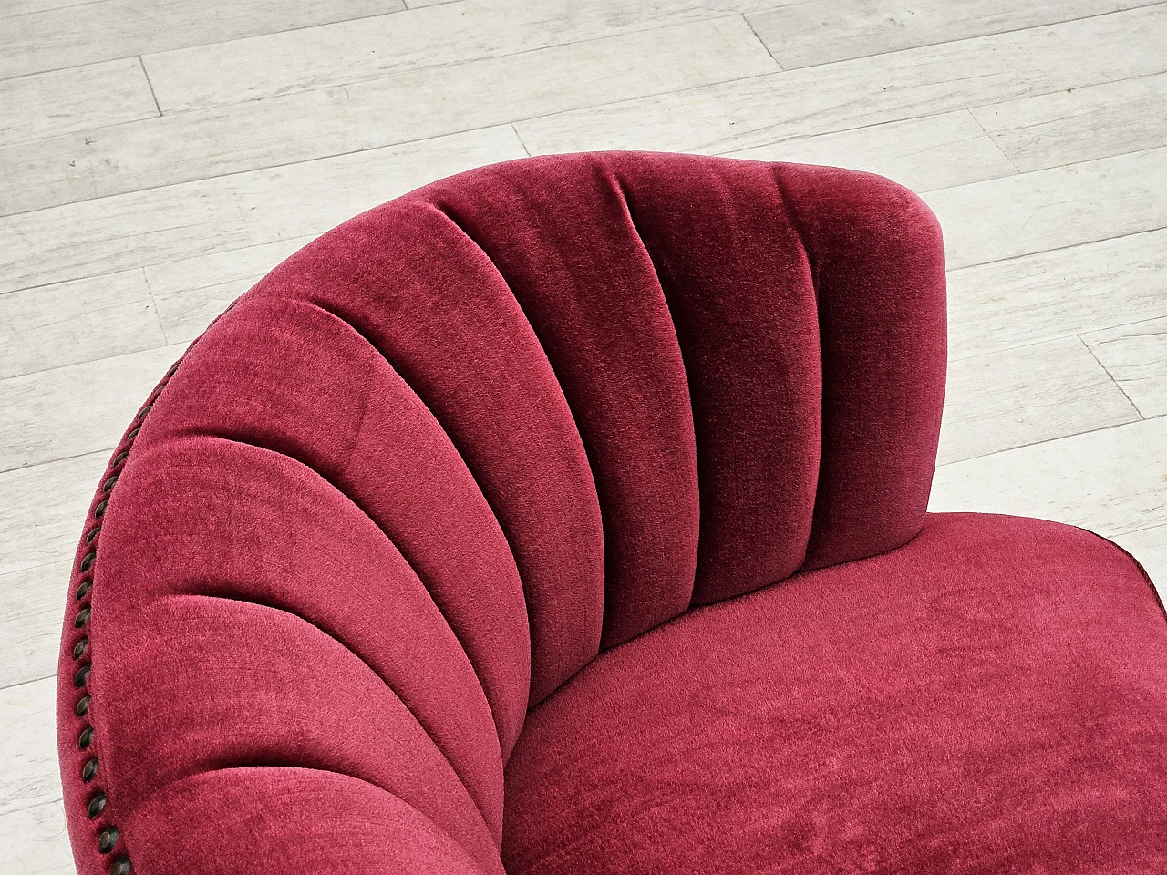 Danish armchair in cherry red velvet, 1970s 6