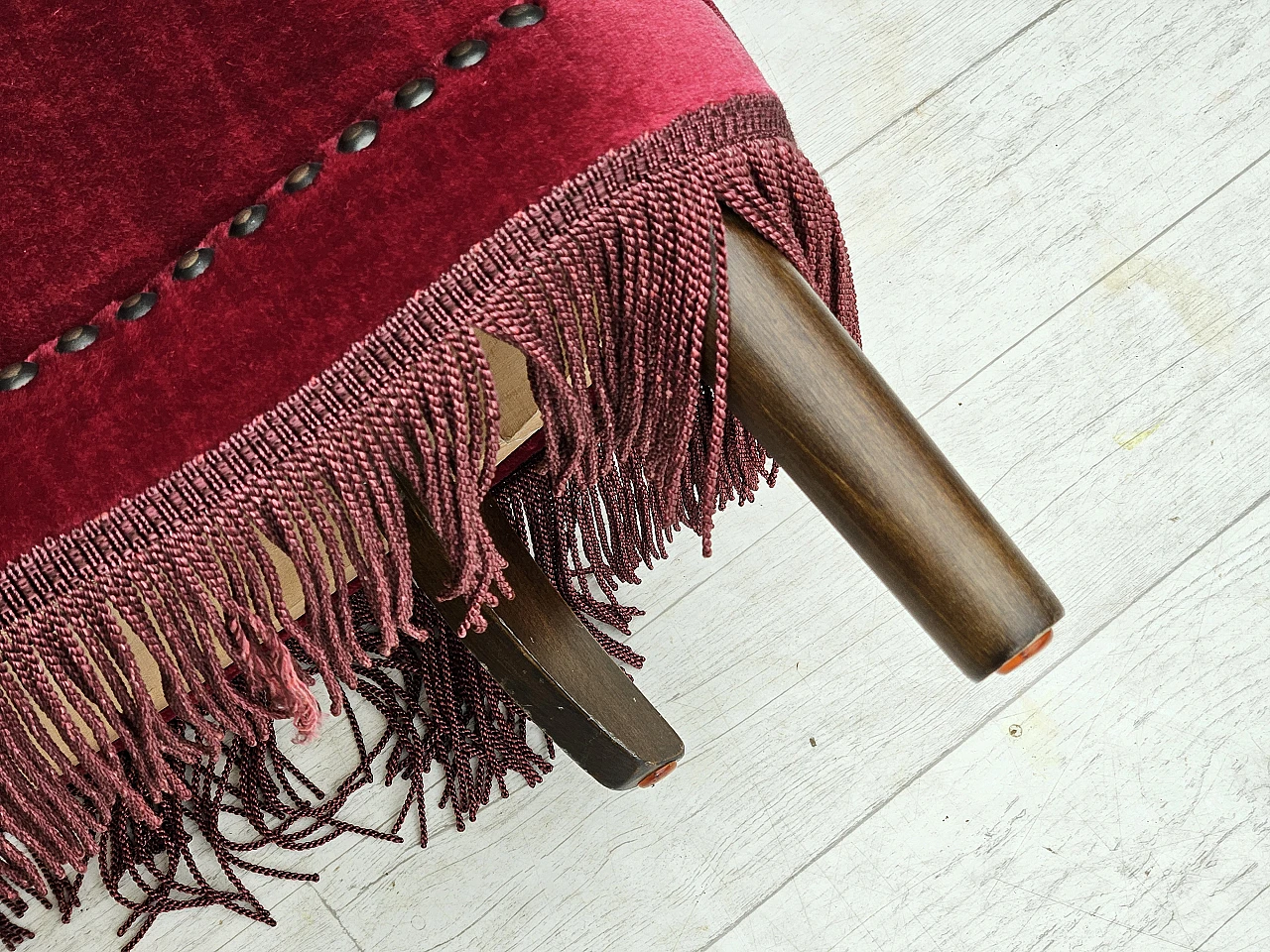 Danish armchair in cherry red velvet, 1970s 19