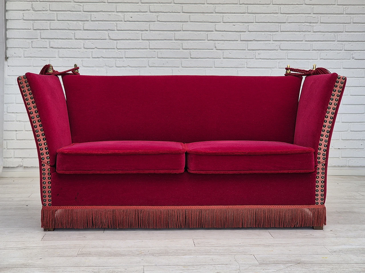 Danish “Spanish” sofa with falling arms, 1970s 2