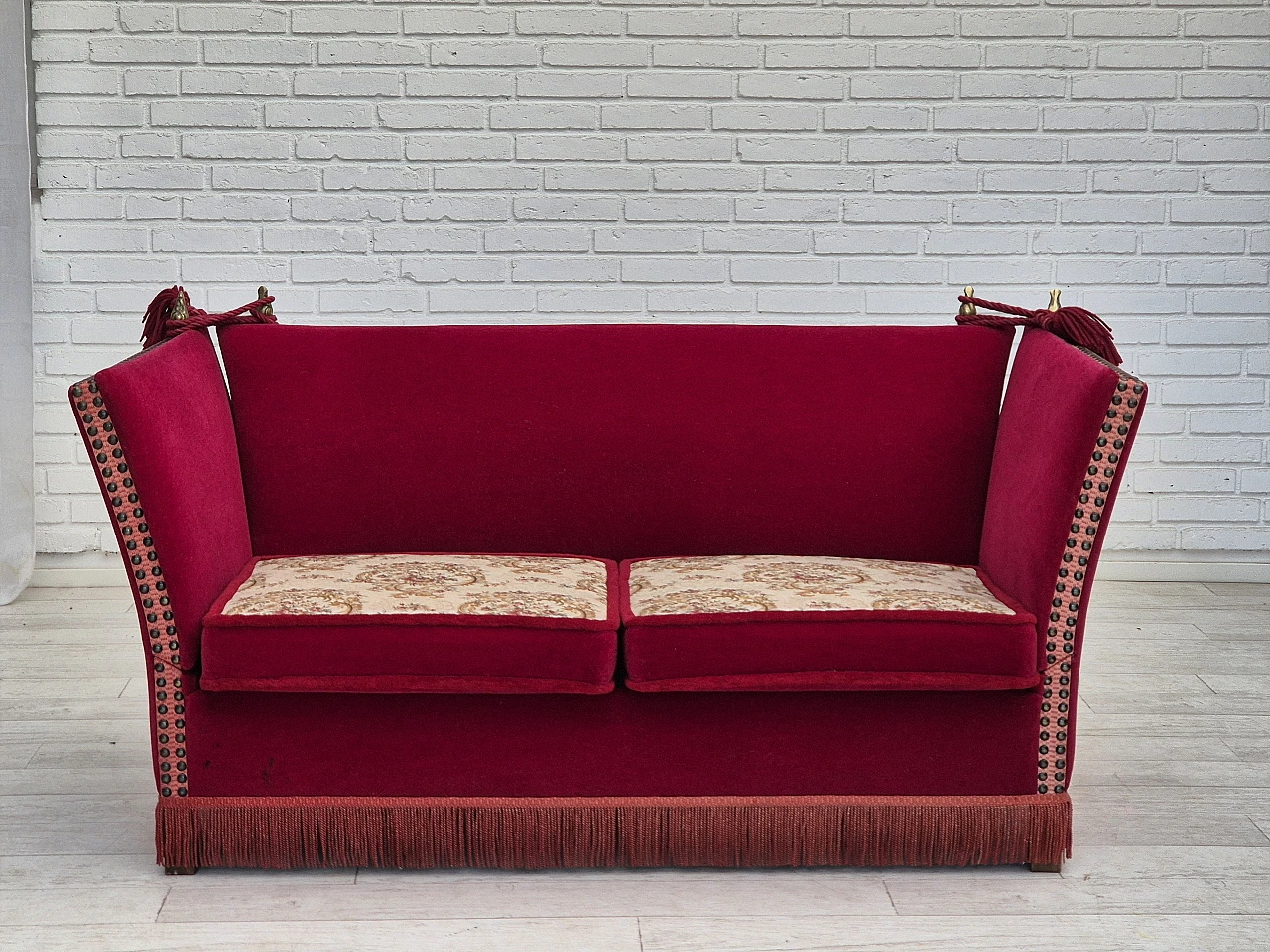 Danish “Spanish” sofa with falling arms, 1970s 3