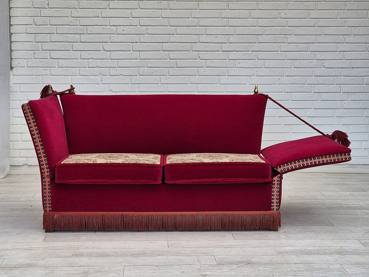 Danish “Spanish” sofa with falling arms, 1970s 4