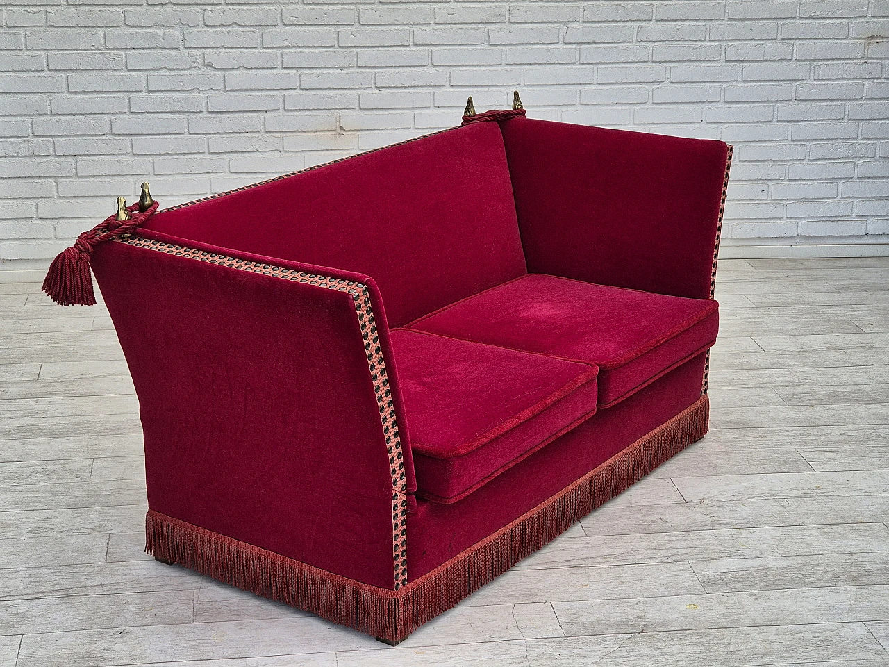 Danish “Spanish” sofa with falling arms, 1970s 7