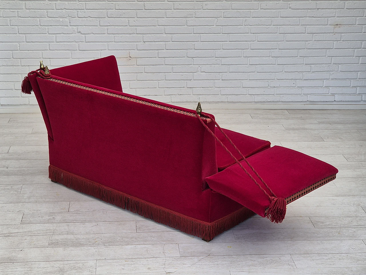 Danish “Spanish” sofa with falling arms, 1970s 15