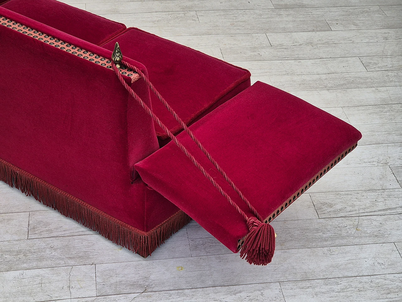 Danish “Spanish” sofa with falling arms, 1970s 16