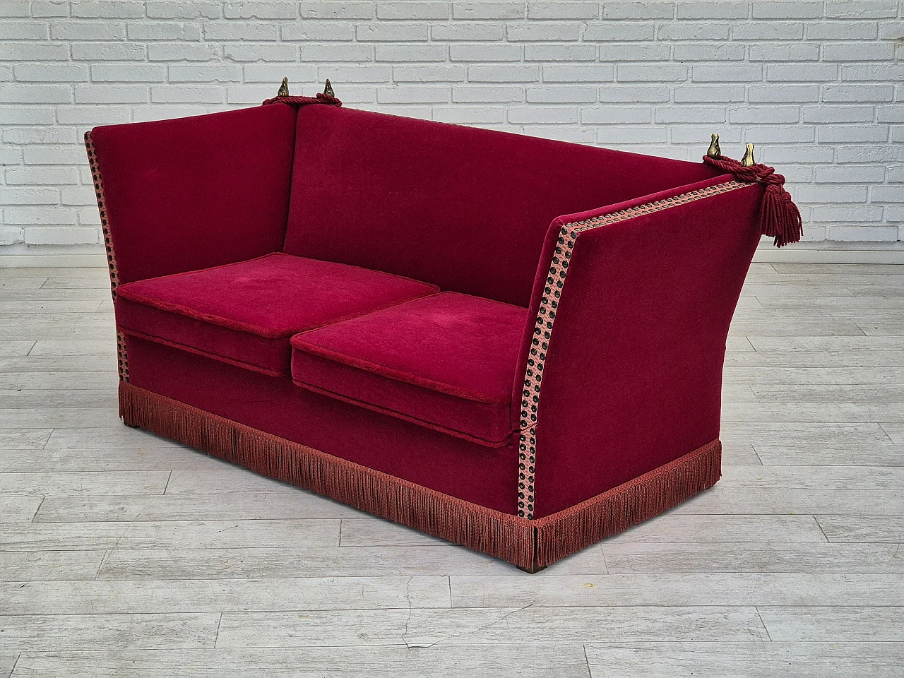 Danish “Spanish” sofa with falling arms, 1970s 20