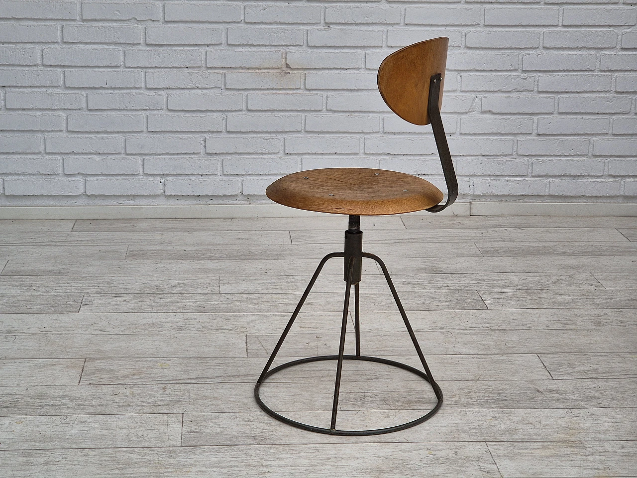 1960s, Swedish swivel chair, original condition, bent plywood. 13